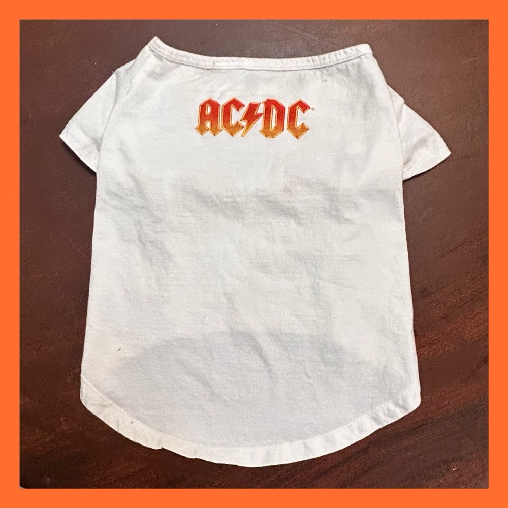 AC/DC Dog Shirt in White and Orange